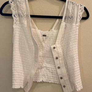 Free People White Button up blouse